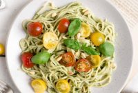 Sweet Cherry Tomato Pesto Pasta