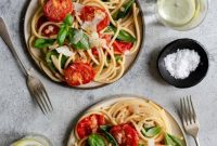 Sweet Roasted Tomato Bucatini with Fresh Basil