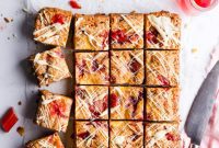 Tangy Rhubarb Custard Blondies