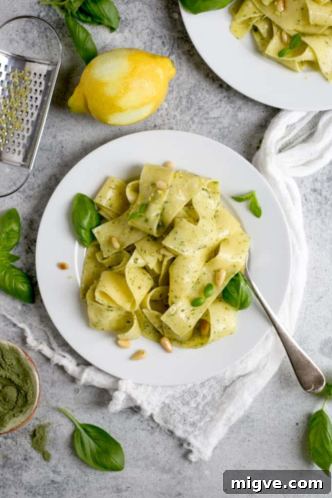 Zesty Lemon Pappardelle with Vibrant Basil-Kale Pesto 1 featured 8994