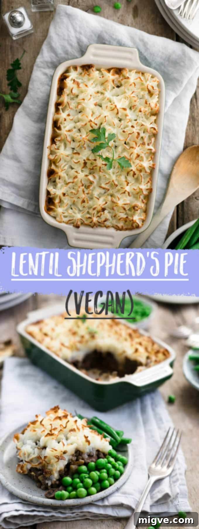 This vegan shepherd's pie is a comfort food at its best! Made with lentils and topped with mash potato, will satisfy even the biggest hunger!