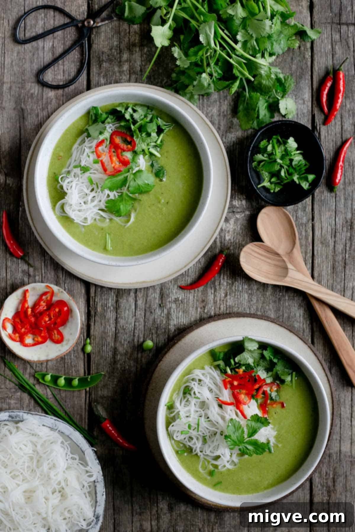 Aromatic Thai Pea Apple Velvet 6 Super Easy and Healthy Thai Style Pea and Apple Soup with Rice Noodles for a Quick Vegan Lunch