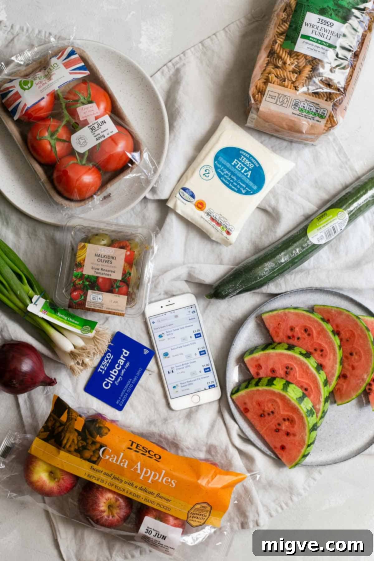 Effortless Greek Salad 6 Tesco's groceries app features advanced filters to simplify shopping for fresh ingredients, allowing users to tailor their cart to specific dietary needs like vegetarian or vegan.