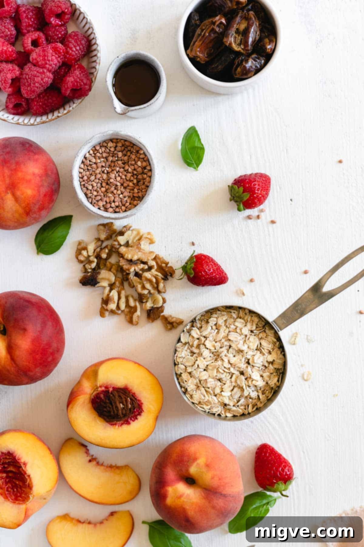 Wholesome Golden Peach Tart 4 Ingredients for vegan peach tart topped with fresh summer fruit