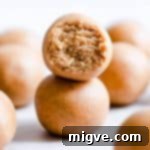 side close up of two energy balls stacked on top of eachother