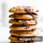 side close up of a stack of chocolate cookies