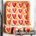 overhead close up of strawberry coconut squares