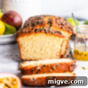 Tropical Passion Fruit Delight 14 Straight ahead super close up at a passion fruit cake, showing the delicious detail of the topping