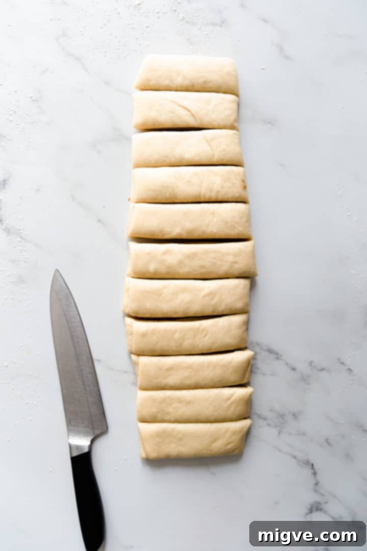 overhead shot of a soft dough divided into slices