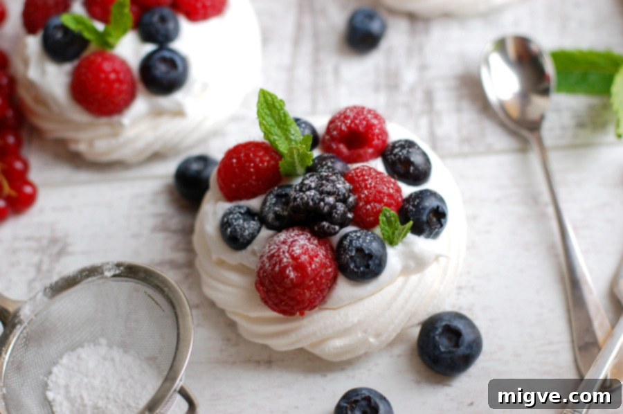 Fluffy Aquafaba Berry Pavlovas
