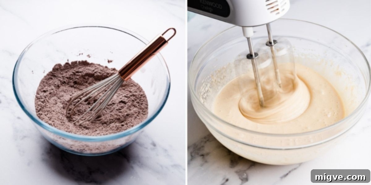 process photos showing step 1 and 2 of making brownie cookies