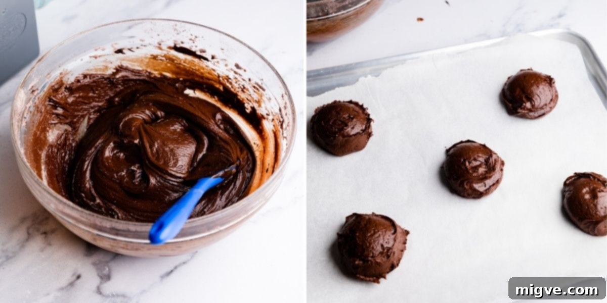 process photos showing step 5 and 6 of making brownie cookies