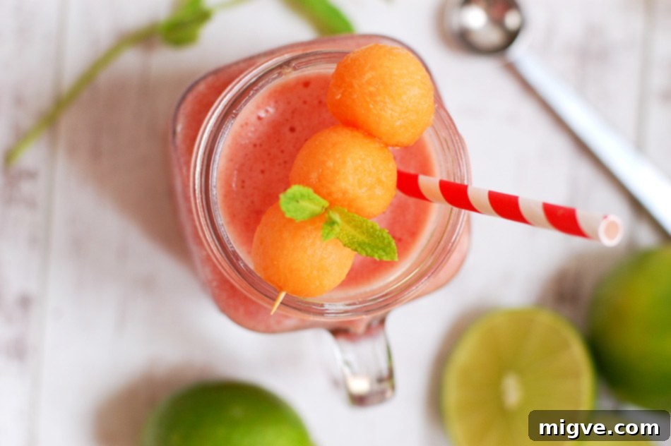 Melon Smoothie with Lime and Mint