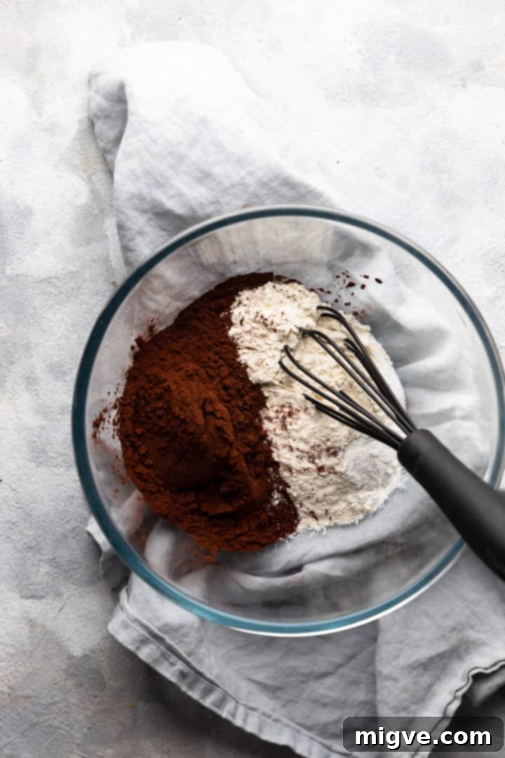 overhead view of bowl with dry ingredients