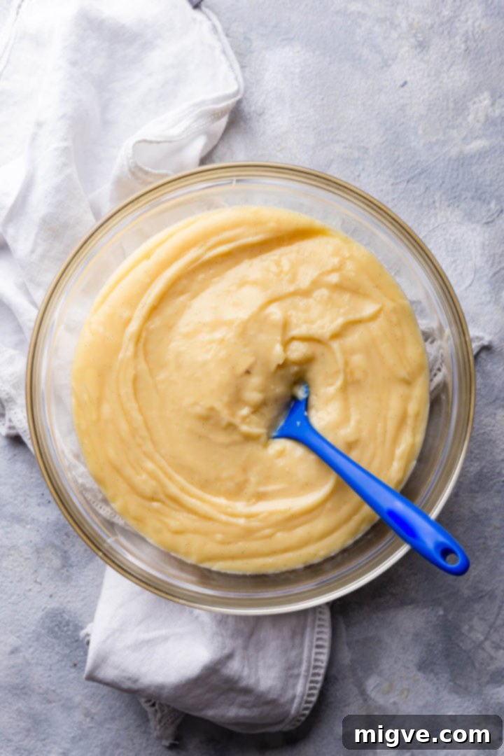 overhead shot of a bowl with creme mousseline