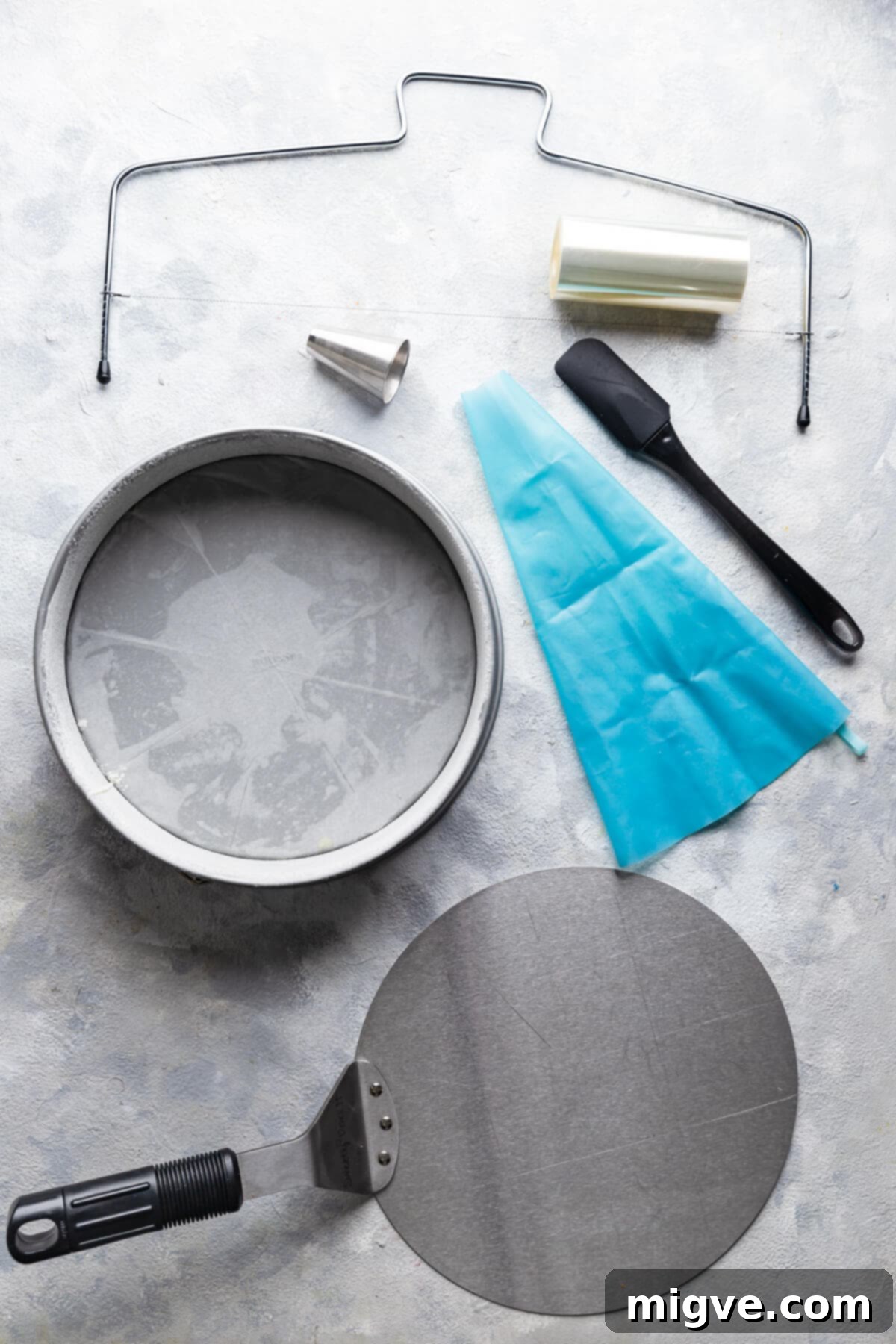 top view of the baking equipment for fraisier cake