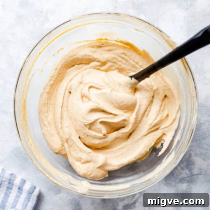 top view of a filling for no bake pumpkin cheesecake