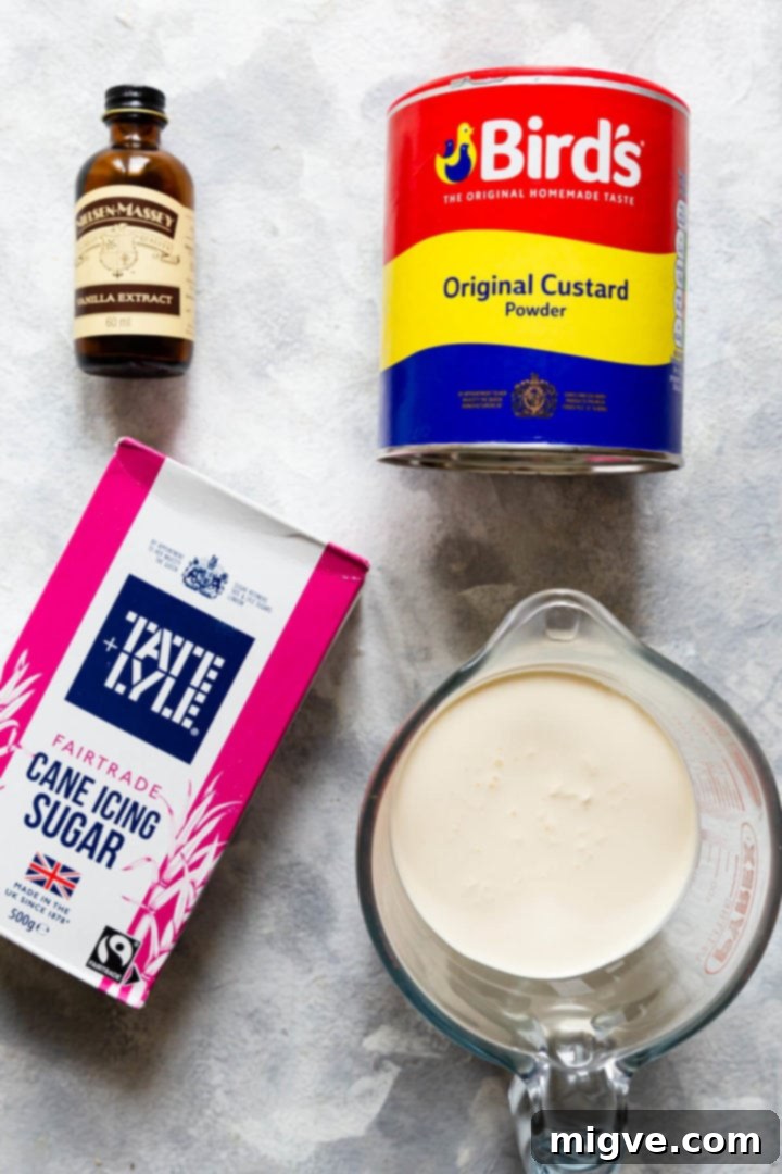 Spiced Apple Crumble Cupcakes 3 overhead view of the ingredients for custard cream icing