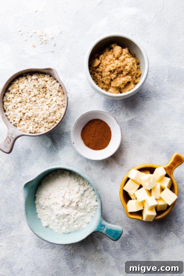 Spiced Apple Crumble Cupcakes 6 overhead shot of the ingredients for crumble topping