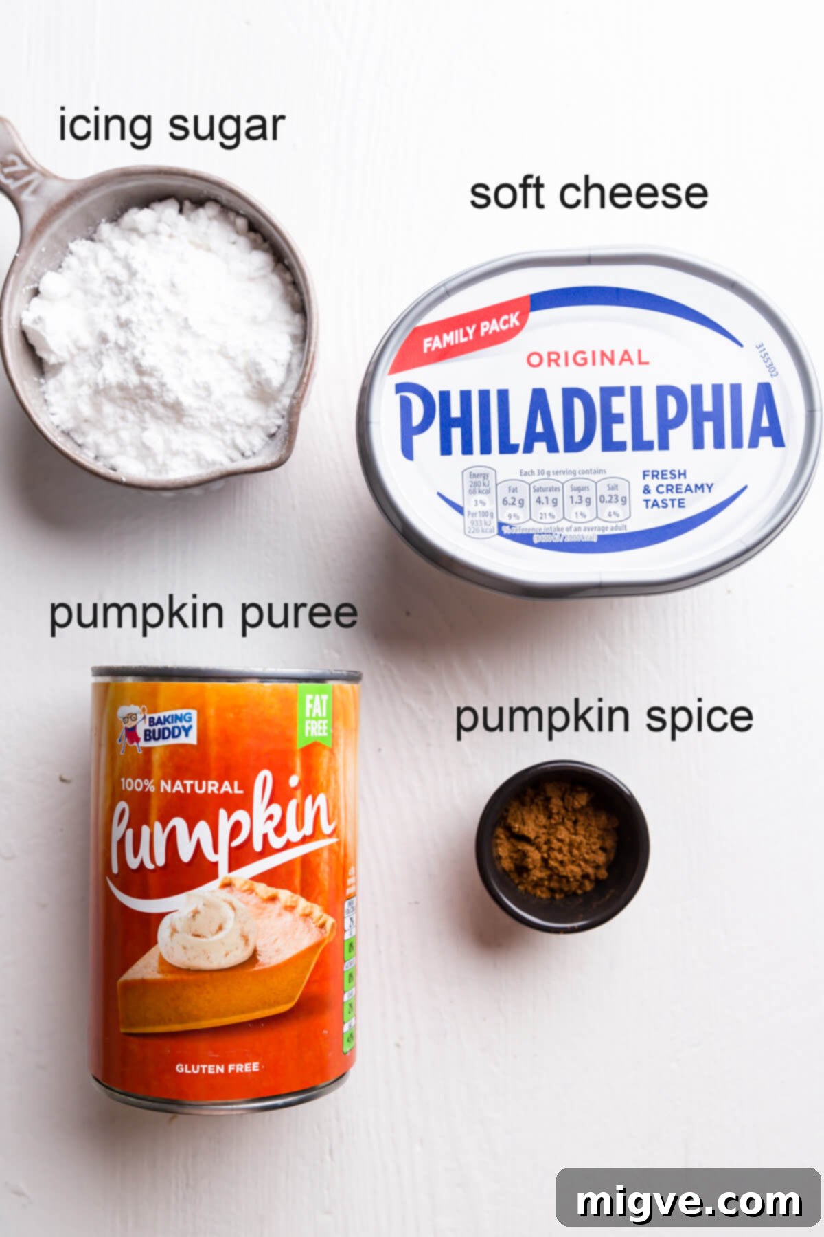 Spiced Pumpkin Doughnut Delights 4 top view of the ingredients for the filling for doughnuts