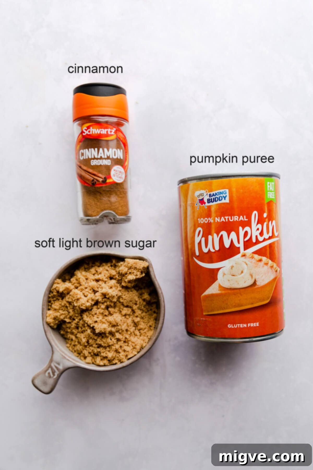 overhead view of the ingredients for the pumpkin filling