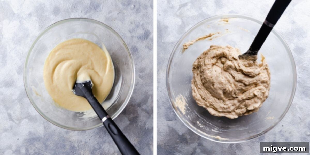 Flame-Kissed Cupcakes 4 top view of bowls with wet ingredients and cupcake batter