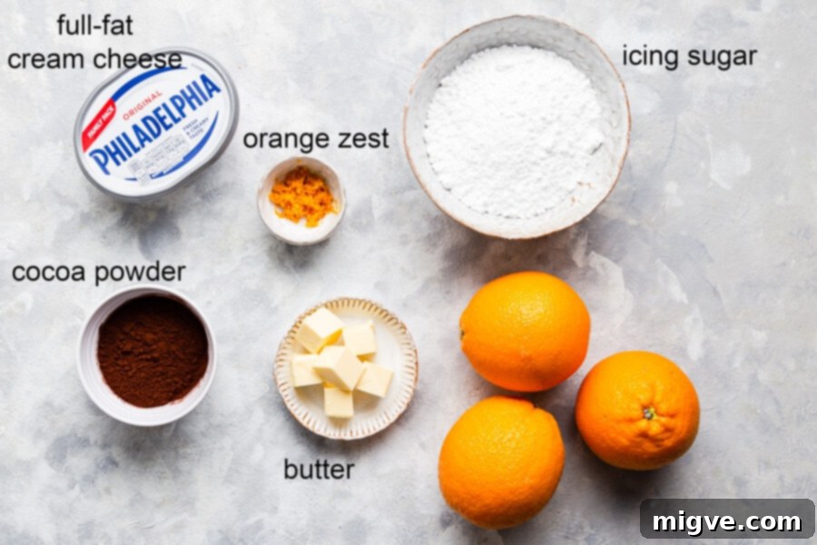 overhead view of the ingredients for buttercream with labels