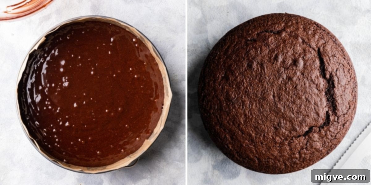 step 2 of making one bowl chocolate cake
