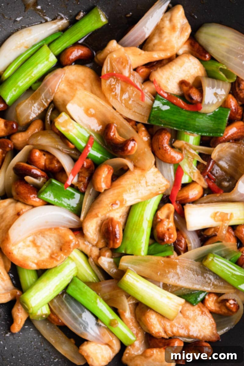 Crunchy Cashew Thai Chicken 10 super close up at a Thai cashew chicken