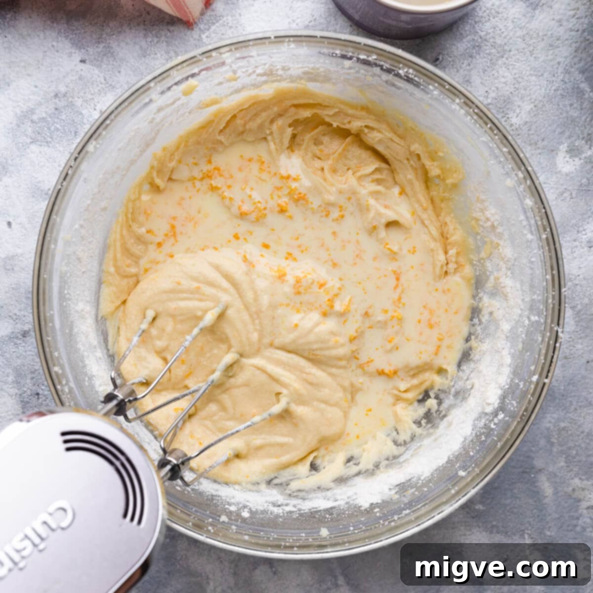 wet ingredients added to the rest of the batter in the bowl.