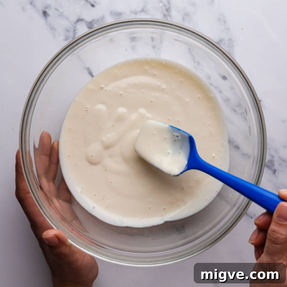 bowl with blended tofu and yoghurt.