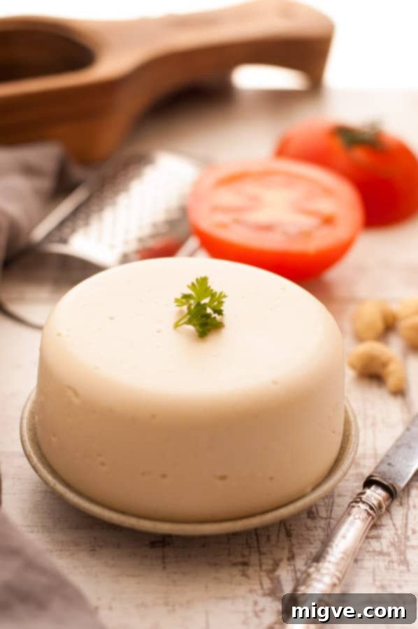 Delicious homemade vegan mozzarella cheese melting on a slice of toast, a perfect dairy-free alternative for breakfast or snack.