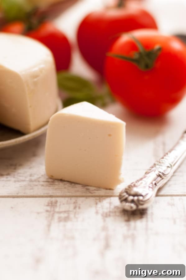 Another perspective of the creamy vegan mozzarella cheese, showcasing its vibrant color and inviting texture before it's used in a delicious plant-based dish. Ideal for a healthy, dairy-free diet.