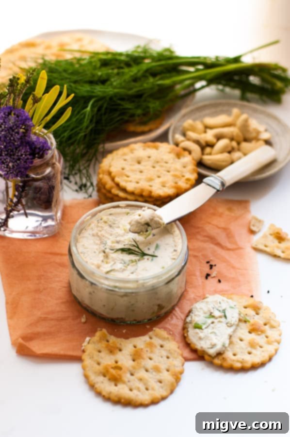 Delicious cashew cream cheese, stuffed with herbs, full of great flavors! Super easy to prepare, non dairy and vegan. | annabanana.co