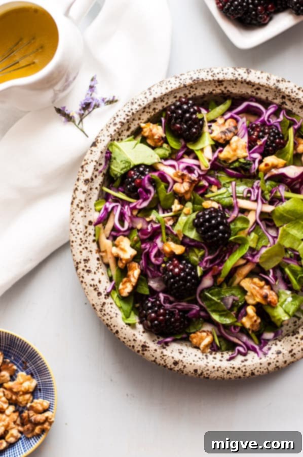 Blackberry and caraway slaw! Perfect seasonal salad recipe with red cabbage, blackberries and caraway seeds, served with mustard dressing. Great combination of flavors and really easy to prepare via@ annabanana.co