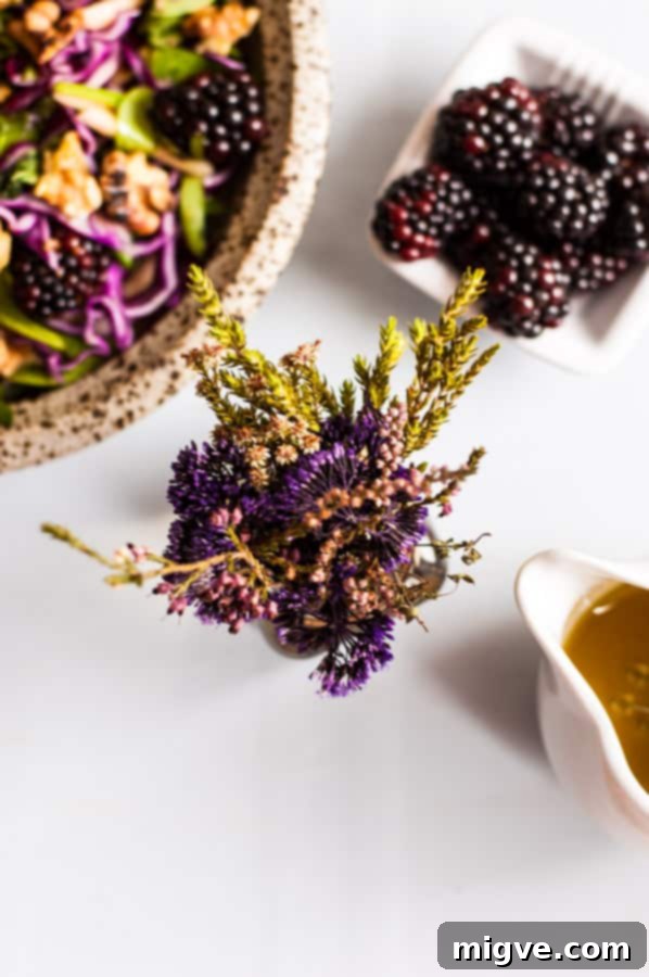 Blackberry and caraway slaw! Perfect seasonal salad recipe with red cabbage, blackberries and caraway seeds, served with mustard dressing. Great combination of flavors and really easy to prepare via@ annabanana.co