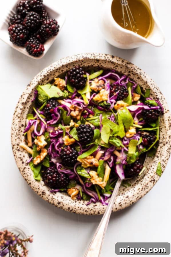 Blackberry and caraway slaw! Perfect seasonal salad recipe with red cabbage, blackberries and caraway seeds, served with mustard dressing. Great combination of flavors and really easy to prepare via@ annabanana.co