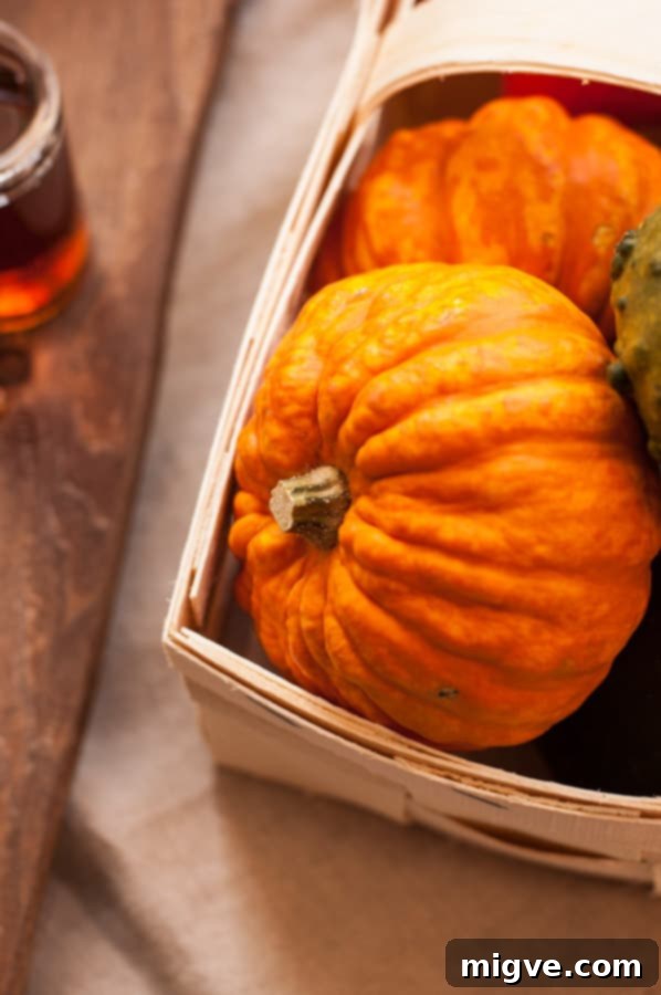 A vibrant bowl of creamy roasted pumpkin soup, garnished with fresh herbs, perfect for autumn