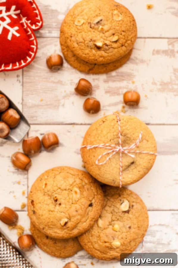 Nutmeg Cookies with Chocolate and Hazelnuts, a close-up of the delicious texture