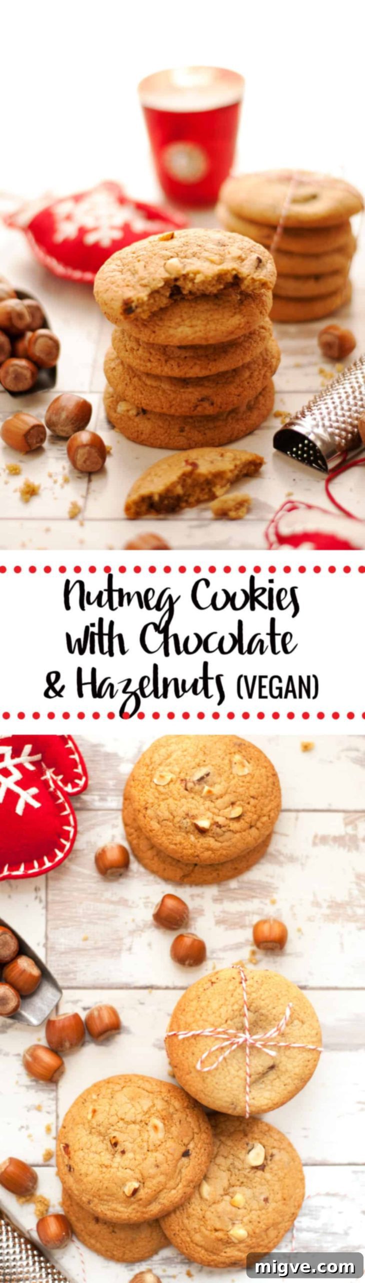Nutmeg Cookies with Chocolate and Hazelnut. Perfect Christmas Cookie, crisp on the outside, soft and chewy inside | via @annabanana.co