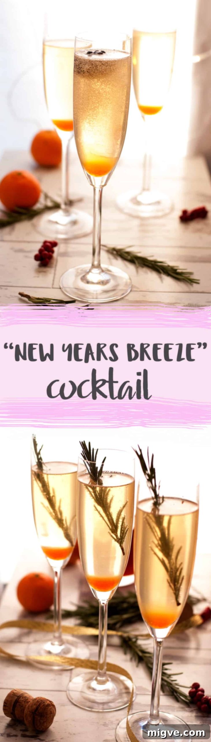 Midnight Breeze Elixir 9 New Year's Breeze Cocktail. Refreshing drink with Champagne or Prosecco, ideal for all toasts in New Year! | via @annabanana.co