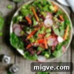 Fresh, super clean spinach and beetroot salad with lemon olive oil dressing for a healthy vegan recipe. AnnaBanana.co