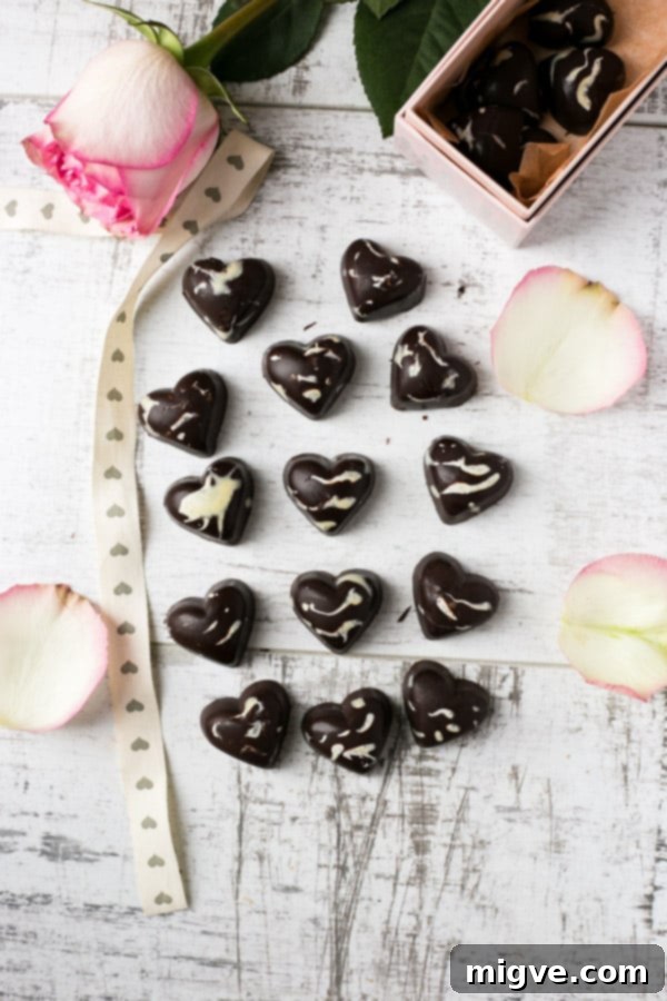 Heart-Shaped Vegan Caramel Mocha Chocolates for Valentine's | via @annabanana.co