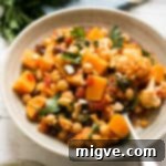 Sweet potato and chickpea curry served with protein rich, cooked bulgur wheat | via @annabanana.co