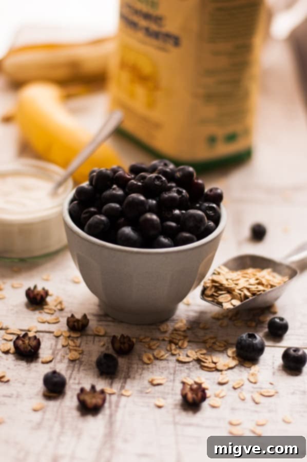 Classic blueberry and oat smoothie recipe. Healthy and quick way to start your day!