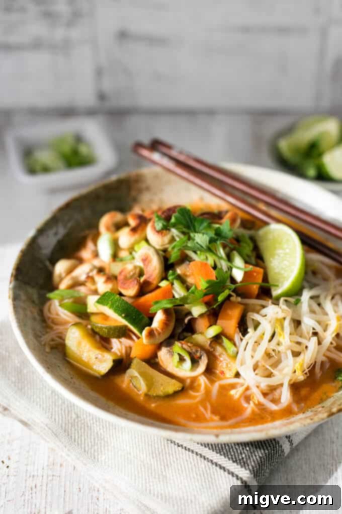 Northern Thai Khao Soi Coconut Curry Noodles 2 Super easy and quick recipe for Thai red curry noodles, bursting with authentic Thai flavors and aromas. Perfect for a quick, delicious meal! | via @annabanana.co