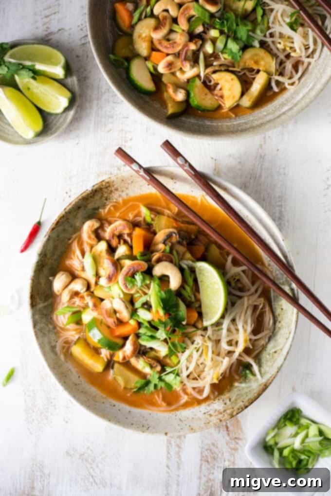 Northern Thai Khao Soi Coconut Curry Noodles 3 Delicious and quick Thai red curry noodles, a perfect vegan dish infused with the best Thai spices. | via @annabanana.co