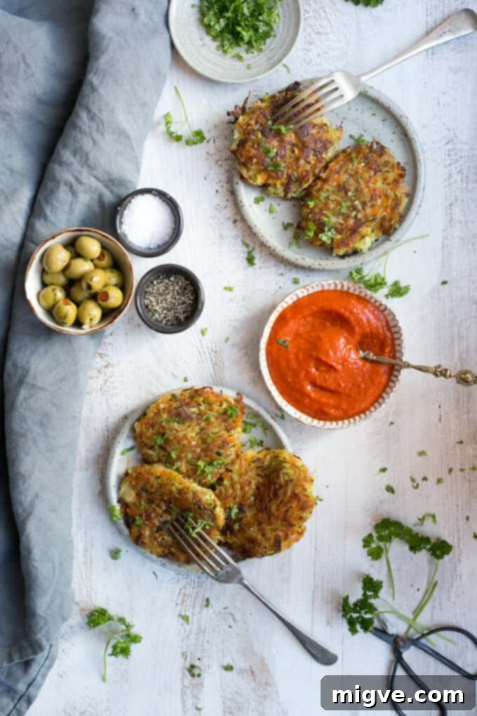Delicious Homemade Vegetable Fritters with Smoky Tomato Salsa, a perfect vegan side dish or main course