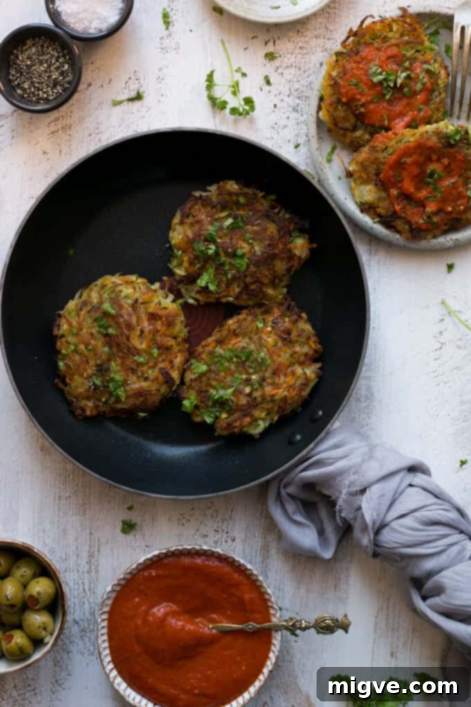 Crispy Vegetable Rosti with homemade Smoky Tomato Salsa, a healthy vegan recipe