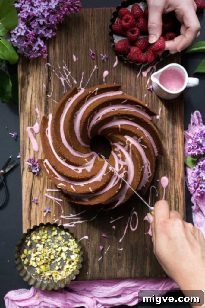 Blush Pink Vegan Lemon Bundt 2 Luminous Lemon Bundt Cake with naturally pink icing and pistachio nuts, perfect for spring gatherings | via @annabanana.co